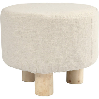 Light Wood Padded Footstool With Fabric Cover Home Furnishings Decoration Crafts D: 26 cm H: 21.5 cm - Home - Crafts
