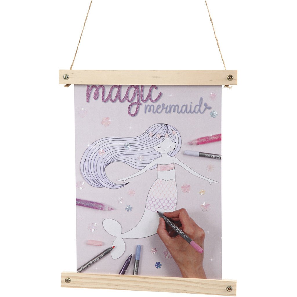 Light Wood Poster Hanger Set With Suspension Cord Hanging Home Decoration Crafts W: 25 cm - Home - Crafts