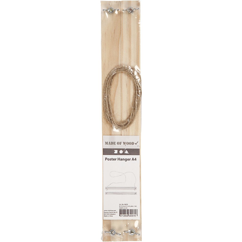 Light Wood Poster Hanger Set With Suspension Cord Hanging Home Decoration Crafts W: 25 cm - Home - Crafts