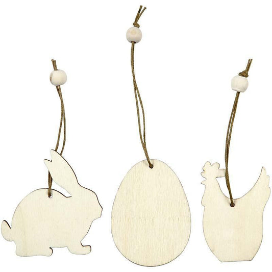 Light Wood Rabbit Egg Hen Shaped Ornaments Decoration Craft - Home - Crafts