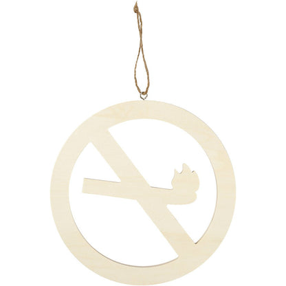 Light Wood Round Sign With String Hanging Decoration Crafts 21.3 cm - No Smoking - Home - Crafts