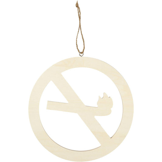 Light Wood Round Sign With String Hanging Decoration Crafts 21.3 cm - No Smoking - Home - Crafts