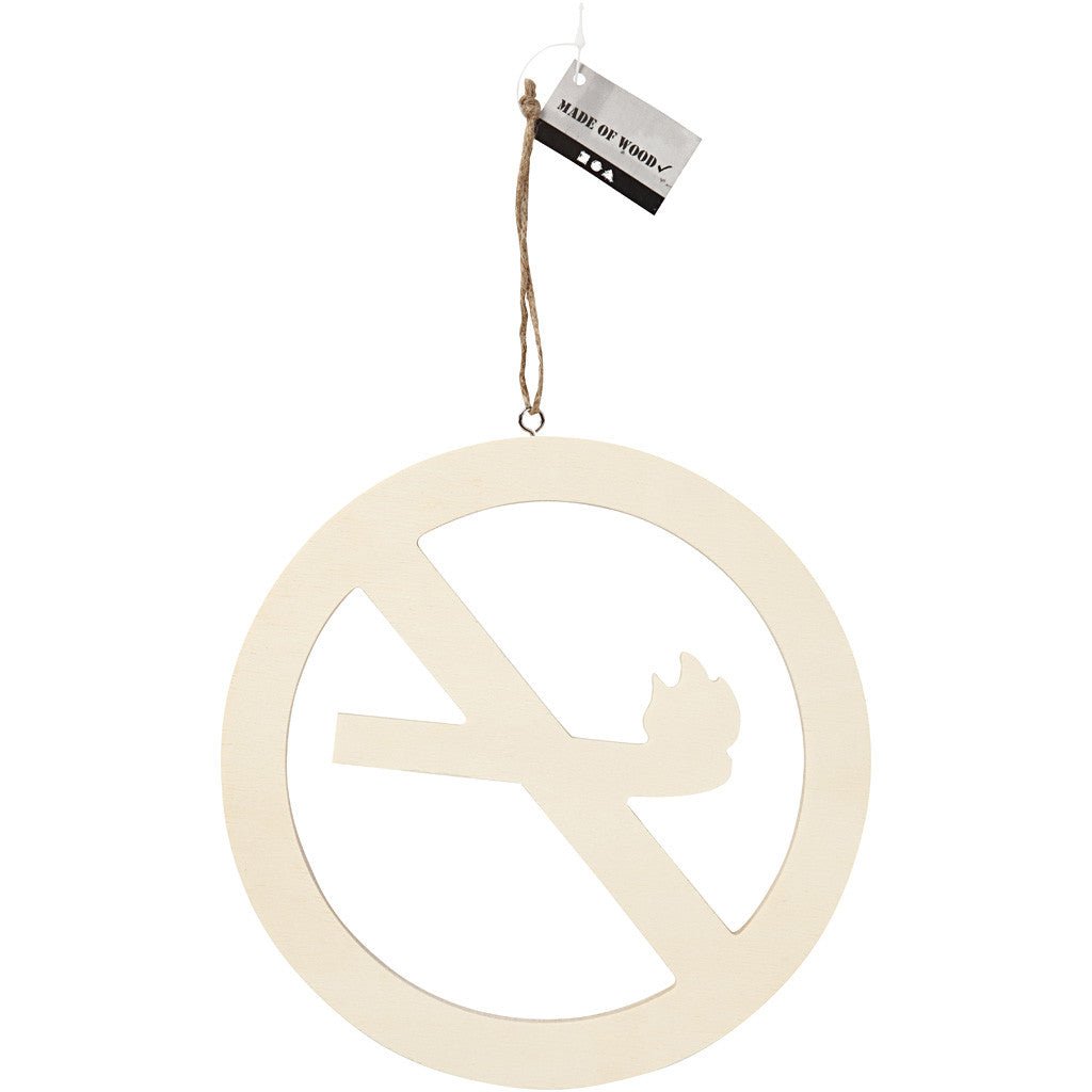 Light Wood Round Sign With String Hanging Decoration Crafts 21.3 cm - No Smoking - Home - Crafts