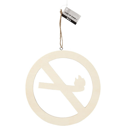 Light Wood Round Sign With String Hanging Decoration Crafts 21.3 cm - No Smoking - Home - Crafts