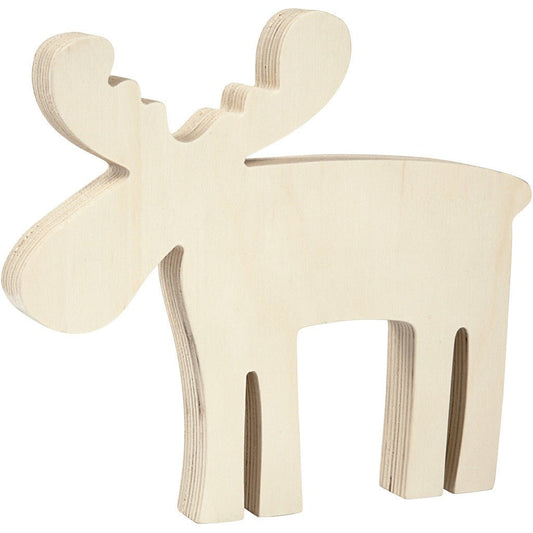 Light Wood Standing Moose Decoration Crafts 15x14 cm T: 16 mm - Home - Crafts