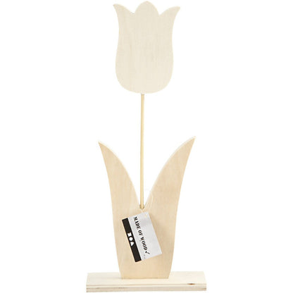 Light Wood Tulip Flower With Foot Decoration Crafts W: 31 cm H: 13 cm - Home - Crafts