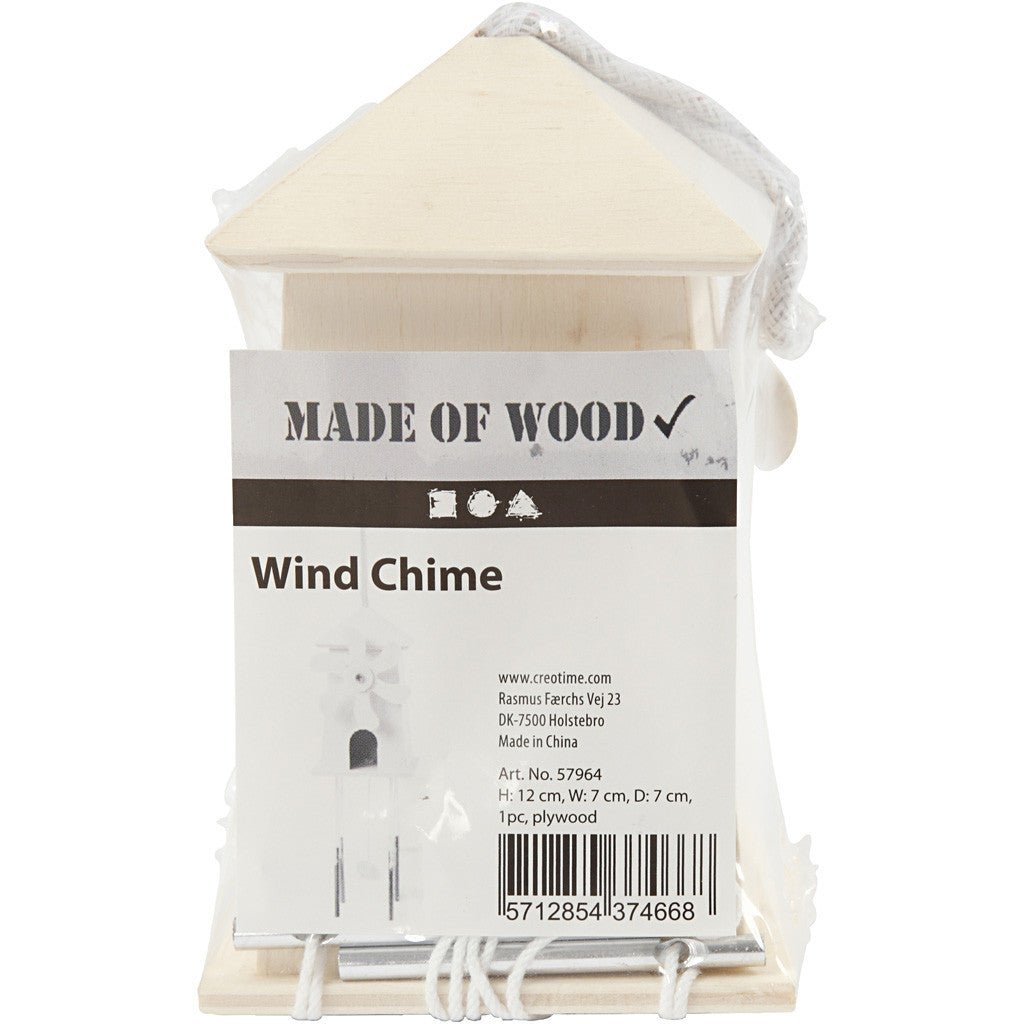 Light Wood Wind Mill With Metal Chimes Hanging Home Decoration Crafts H: 12 cm W: 7 cm - Home - Crafts