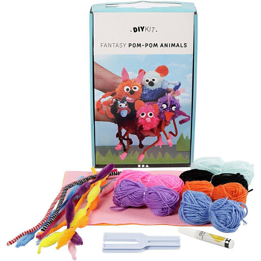 Make Your Own Kit Pompom Animals With Yarn Pom Pom & Clay - Home - Crafts
