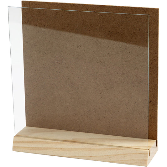 MDF Wood Glass 3D Plates With Pine Wood Base Home Decorations Crafts 15x15 cm - Home - Crafts