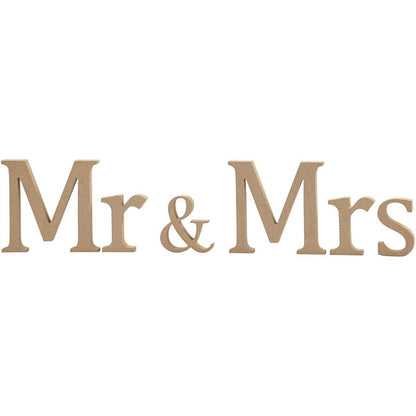 MDF Wood Molded Motif Decoration Letters Symbol Crafts H: 13 cm T: 1.5 cm - Mr & Mrs - Home - Crafts