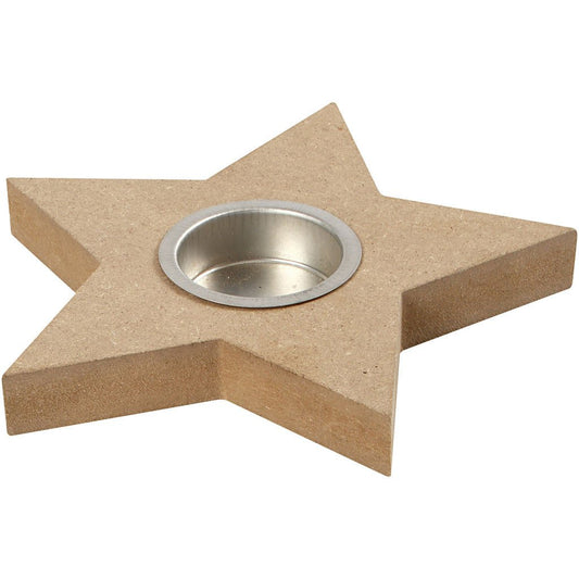 MDF Wood Tea Light Star Shaped Metal Candle Holder Home Decorations Crafts H: 18 mm - Home - Crafts