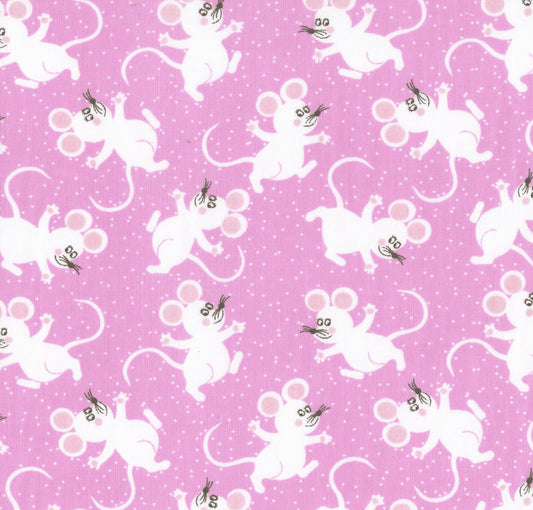 Mice Lilac Polycotton Children Fabric Choose Size - Home - Crafts