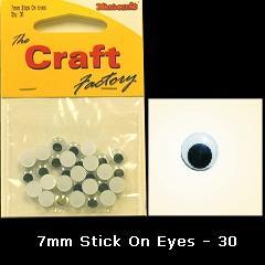 Minicraft Goo Goo Stick On Moving Eyes 7mm - Black - Home - Crafts