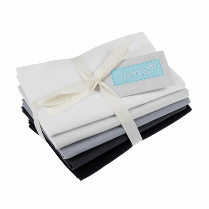 Monochrome Colours | Fat Quarter Tartans | 100% Cotton | Pack of 5