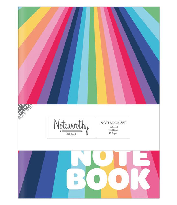 Notebook Set | Rainbow | A5 Pack of 3 | Docrafts Papermania | Notepad Set