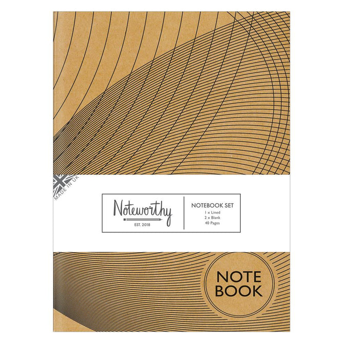 Notebook Set | Woven Lines | A5 Pack of 3 | Docrafts Papermania | Notepad Set