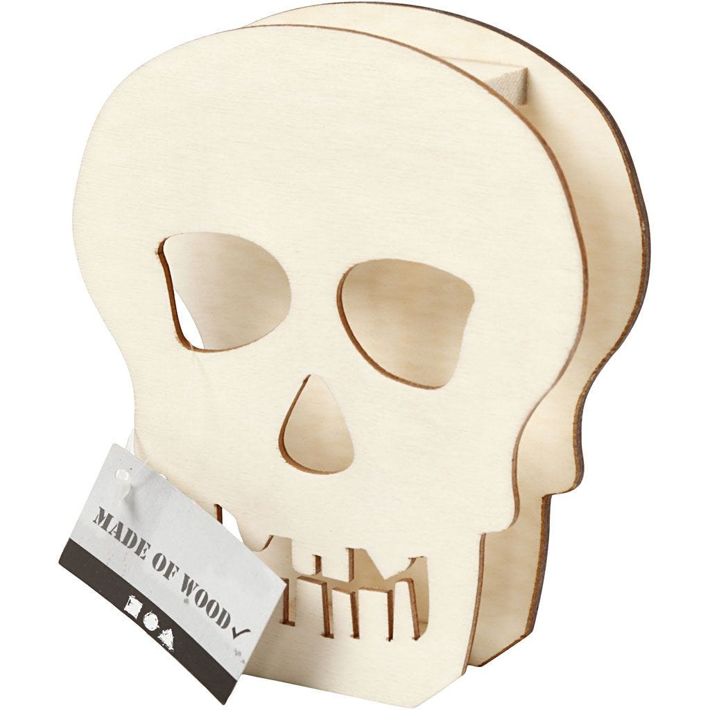 Paintable Skull Plywood 13.5x3x11.5cm | Festive Decor Halloween Events