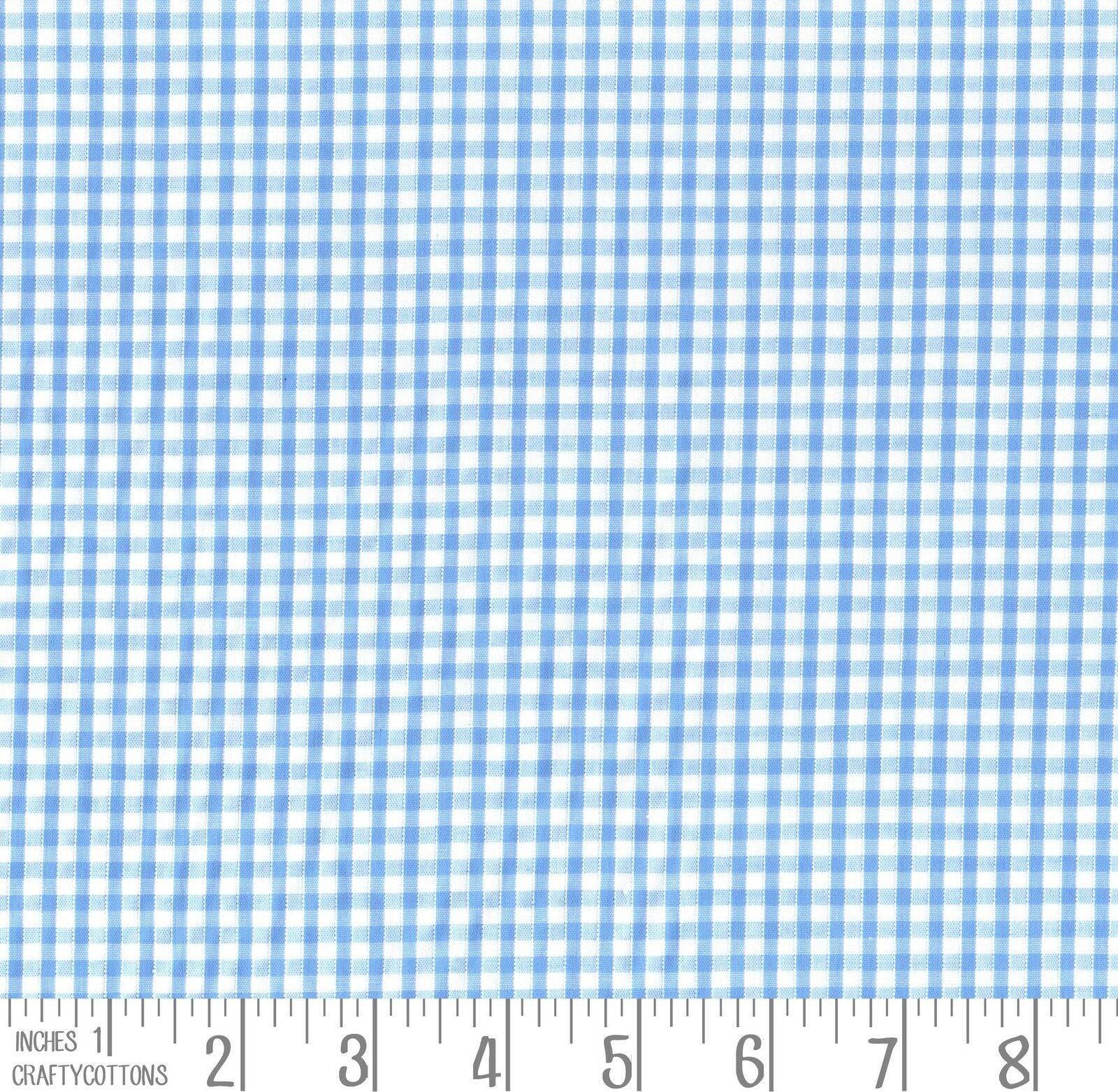 Pale Blue Gingham Polycotton 1/8" Checked Fabric Select Size 112cm Wide - Home - Crafts