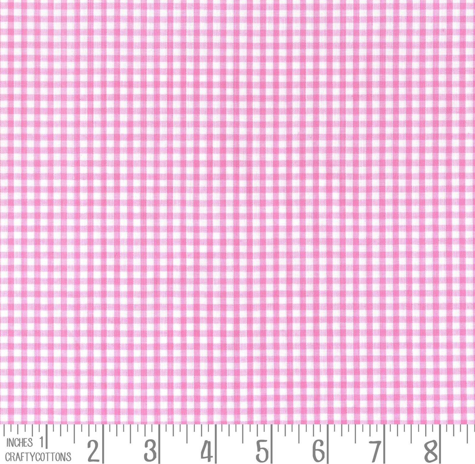 Pale Pink Gingham Polycotton 1/8" Checked Fabric Select Size 112cm Wide - Home - Crafts