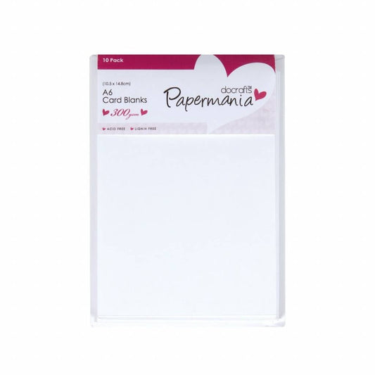 Papermania A6 Blank Cards With Envelopes Pack White 10.5cm x 14.8cm x 10 - Home - Crafts