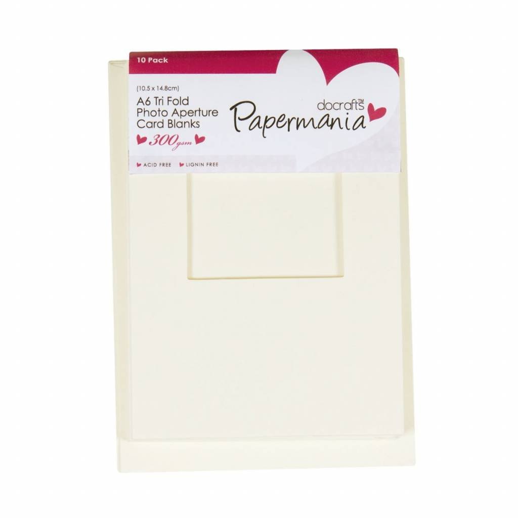 Papermania A6 Tri Fold Window Aperture Blanks Cards Envelopes Pack Cream x 10 - Home - Crafts