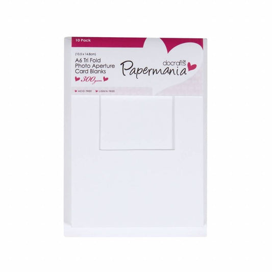 Papermania A6 Tri Fold Window Aperture Blanks Cards Envelopes Pack White x 10 - Home - Crafts