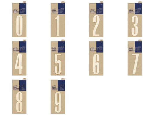 Papermania Bare Basics Adhesive Wooden Numbers (0 - 9) Decoration Crafts 10cm x 10 - Home - Crafts