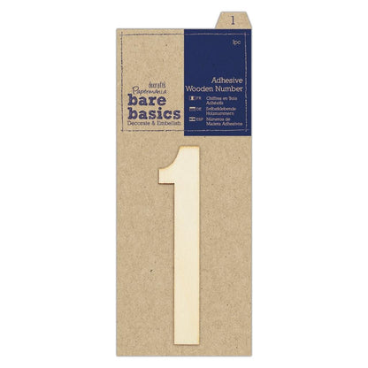 Papermania Bare Basics Adhesive Wooden Numbers (0 - 9) Decoration Scrapbooking Crafts 10cm - Home - Crafts