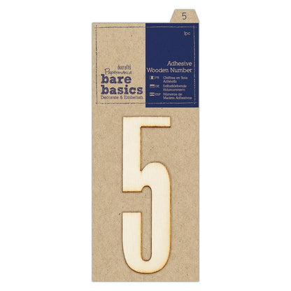 Papermania Bare Basics Adhesive Wooden Numbers (0 - 9) Decoration Scrapbooking Crafts 10cm - Home - Crafts