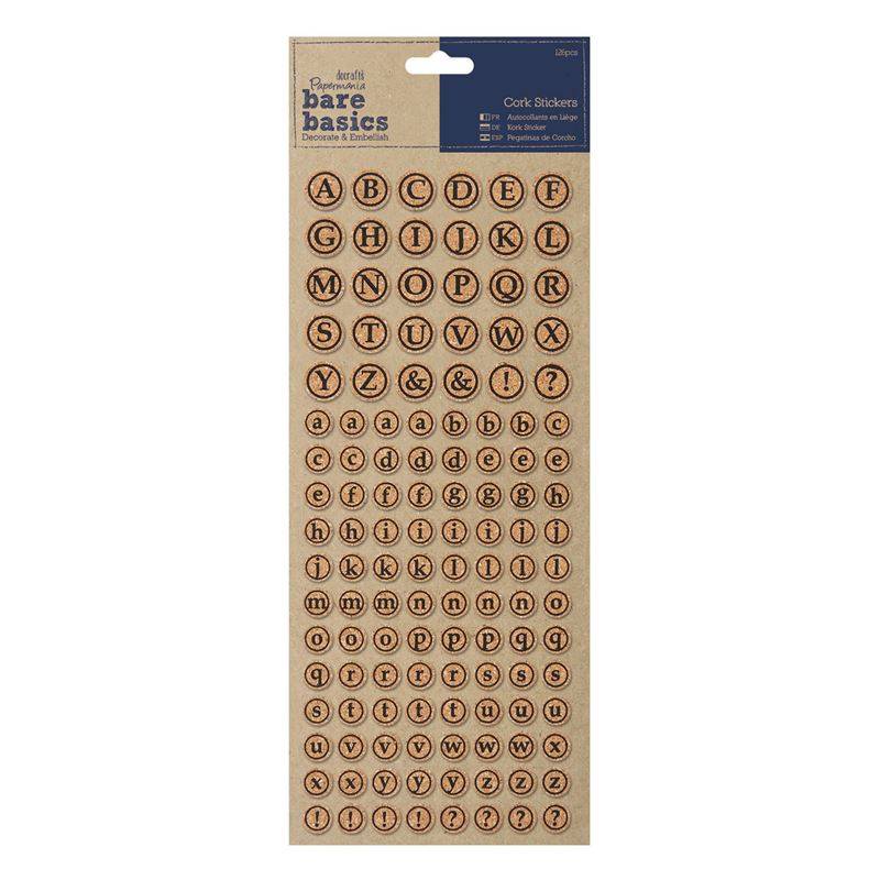 Papermania Bare Basics Cork Alphabet Circles Stickers Scrapbooking Crafts x 126 - Home - Crafts