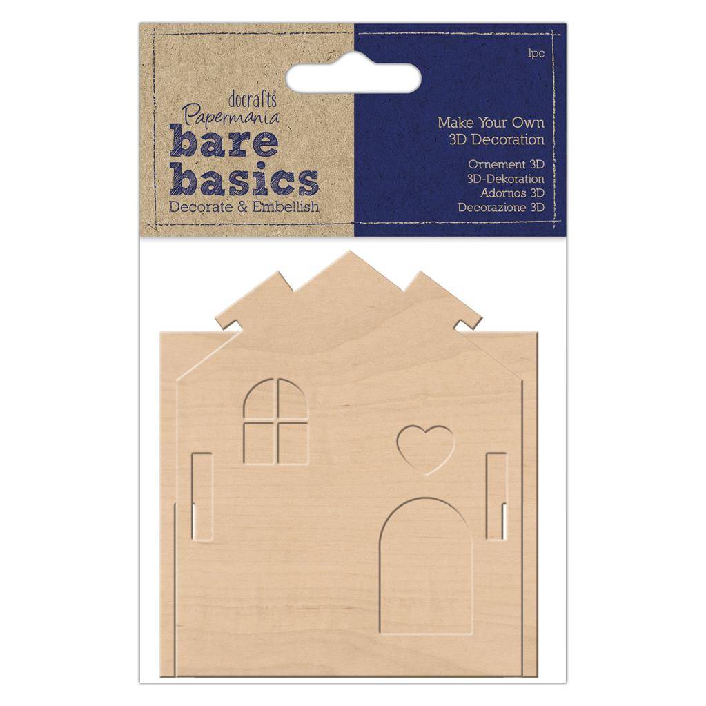 Papermania Bare Basics Make Your Own 3D Plywood House Wooden Decorations Crafts - Home - Crafts