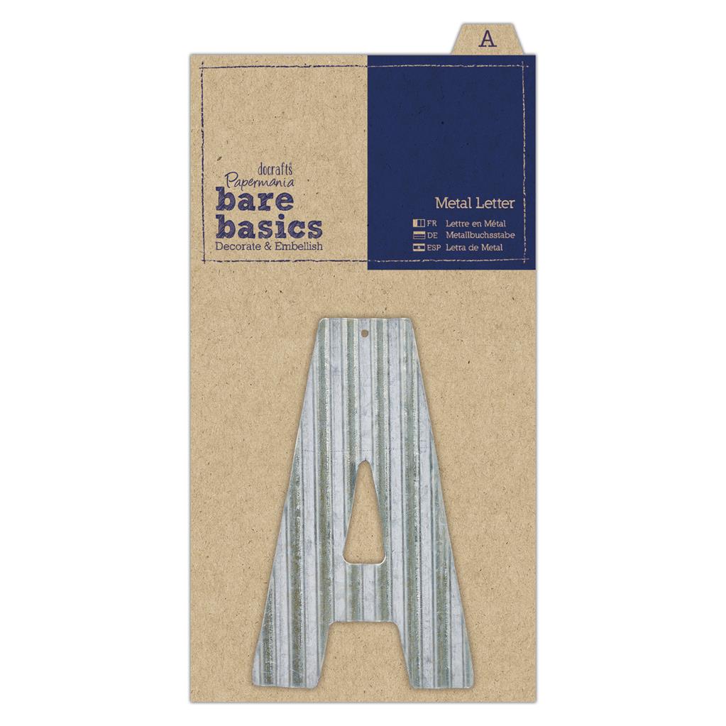 Papermania Bare Basics Metal Alphabet Letters ( A - Z ) Silver Decoration Scrapbooking Crafts - Home - Crafts