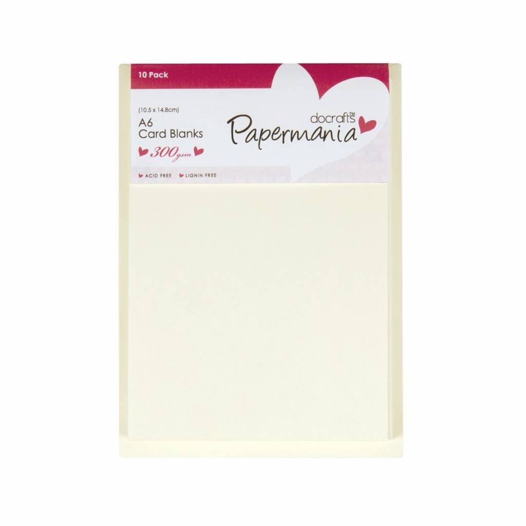 Papermania Blank A6 Cards Envelopes Pack Rectangular Cream 10.5cm x 14.8cm x 10 - Home - Crafts