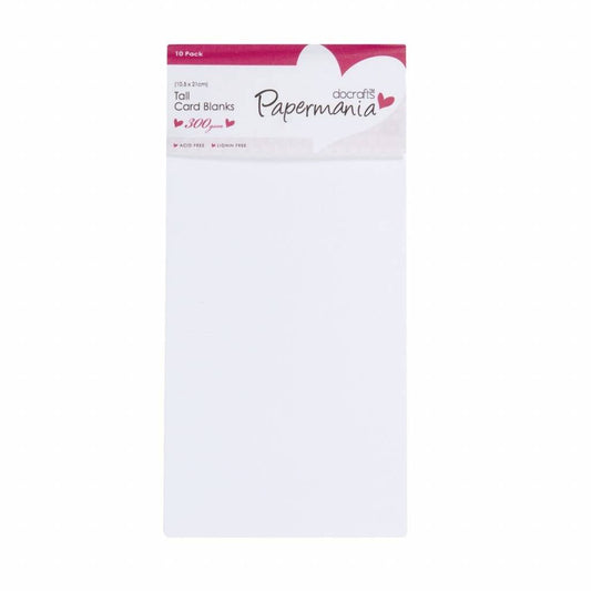 Papermania Tall Blank Cards Envelopes Pack Rectangular White 10.5cm x 21cm Cardmaking Pack Of 10 - Home - Crafts