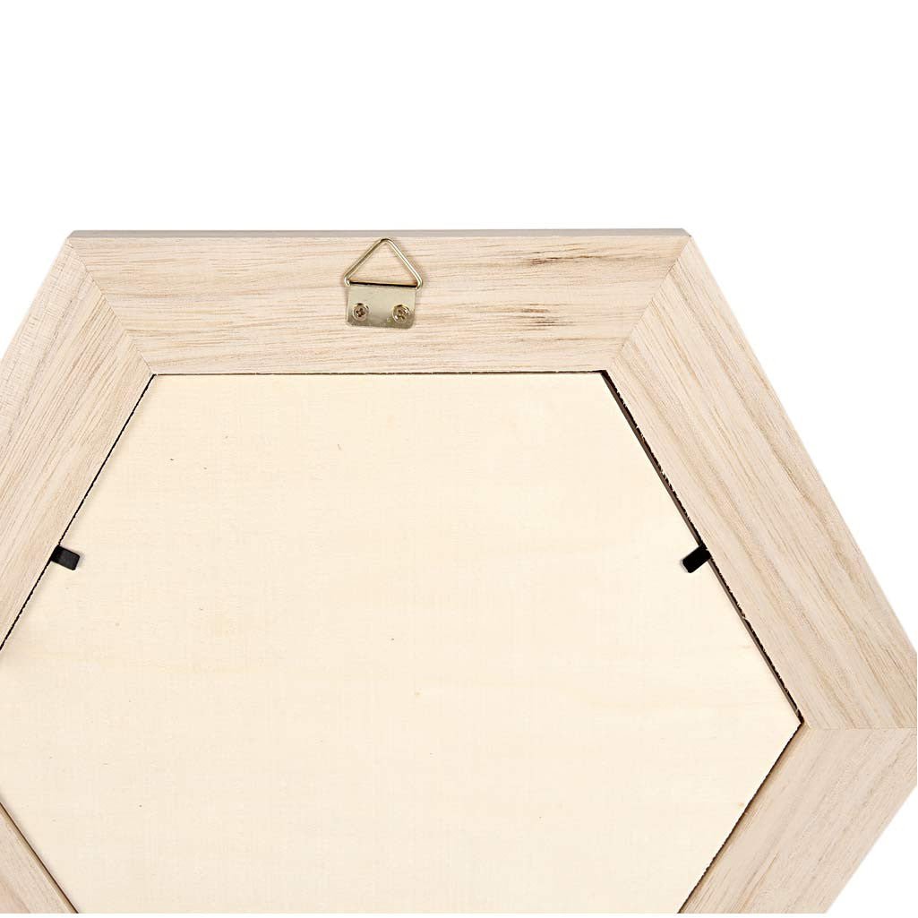 Paulownia Wood Hexagonal Frame With Mirror Hanging Home Decoration Crafts 26x26 cm - Home - Crafts