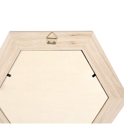 Paulownia Wood Hexagonal Frame With Mirror Hanging Home Decoration Crafts 26x26 cm - Home - Crafts