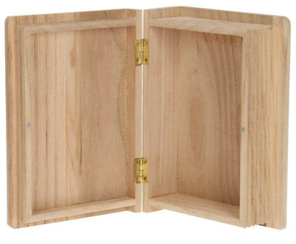 Paulownia Wooden Book Shape Box 20cmx14.cmx6.9cm Single Compartment Craft Box