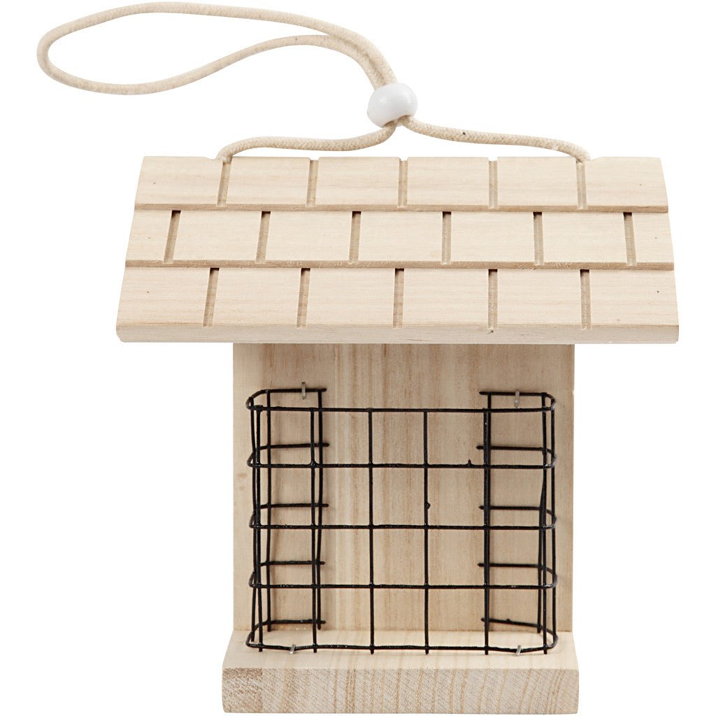 Pine Wood Bird Table With Metal Lattice Hanging Cord Home Decoration Crafts H: 17.5 cm - Home - Crafts