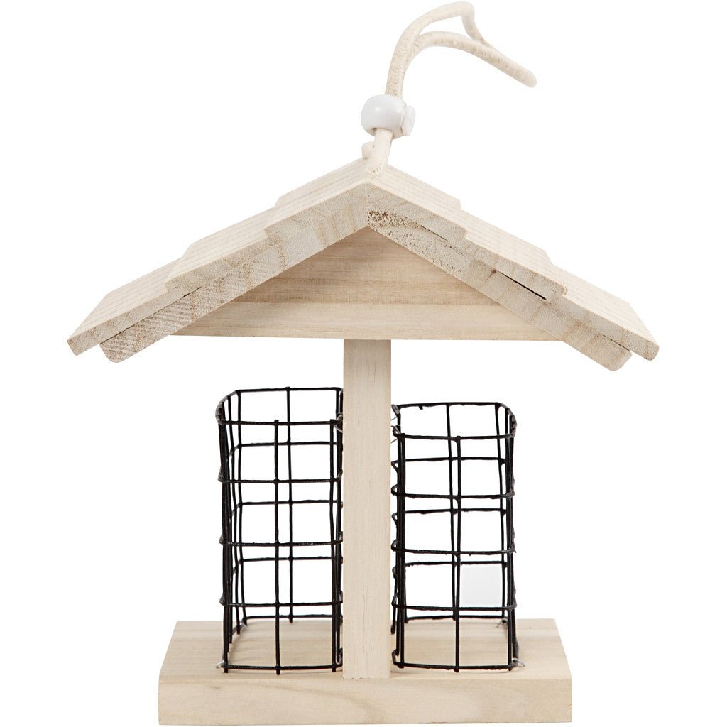 Pine Wood Bird Table With Metal Lattice Hanging Cord Home Decoration Crafts H: 17.5 cm - Home - Crafts