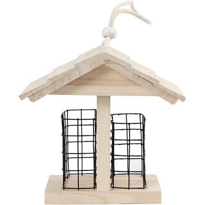Pine Wood Bird Table With Metal Lattice Hanging Cord Home Decoration Crafts H: 17.5 cm - Home - Crafts