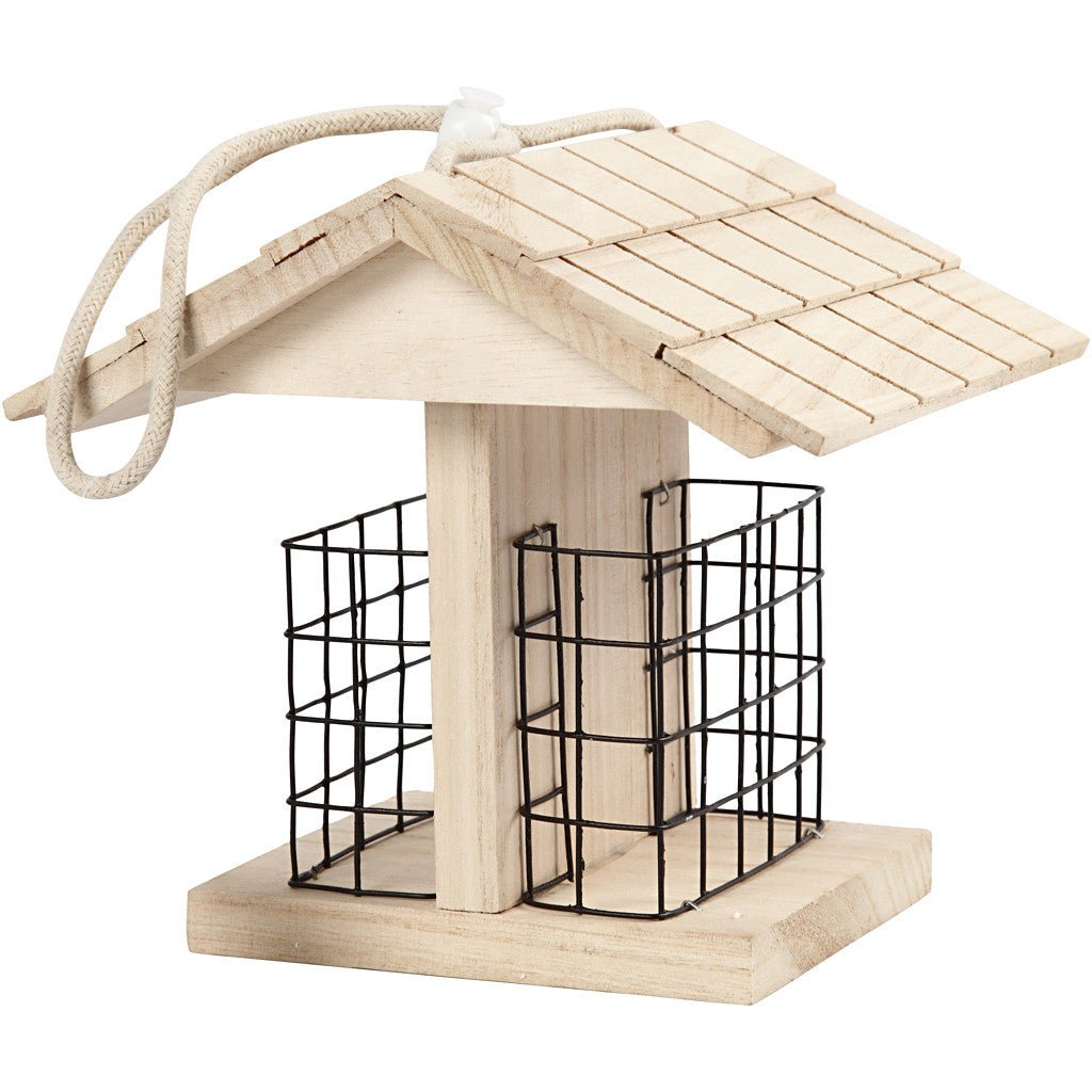 Pine Wood Bird Table With Metal Lattice Hanging Cord Home Decoration Crafts H: 17.5 cm - Home - Crafts