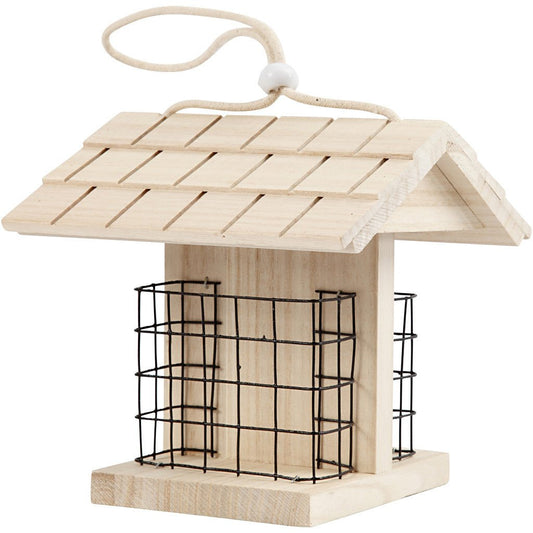 Pine Wood Bird Table With Metal Lattice Hanging Cord Home Decoration Crafts H: 17.5 cm - Home - Crafts