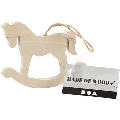 Pine Wood Rocking Horse With Suspension Cord Hanging Decoration Crafts W: 8 cm H: 6 cm - Home - Crafts