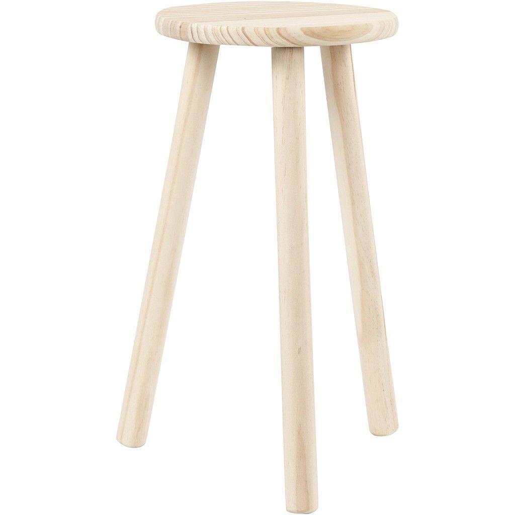 Pine Wood Round Seat Milking Stool With Round Legs Decoration Material Crafts - Home - Crafts