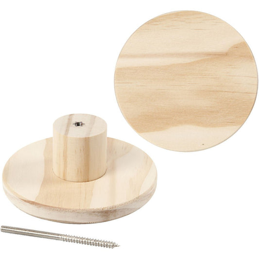 Pine Wood Round Shaped Hanger With Screw Home Furnishings Decoration Crafts D: 11 cm - Home - Crafts