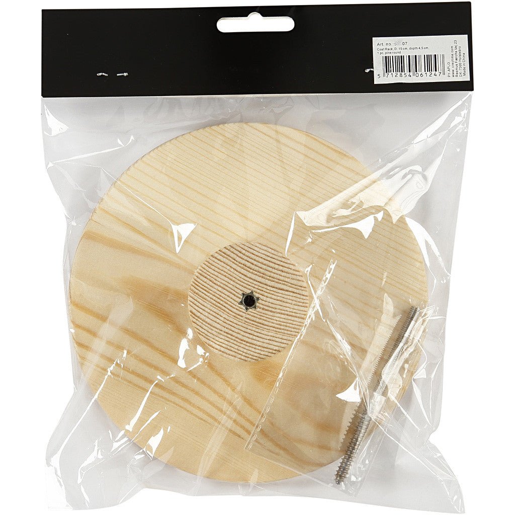 Pine Wood Round Shaped Hanger With Screw Home Furnishings Decoration Crafts D: 15 cm - Home - Crafts