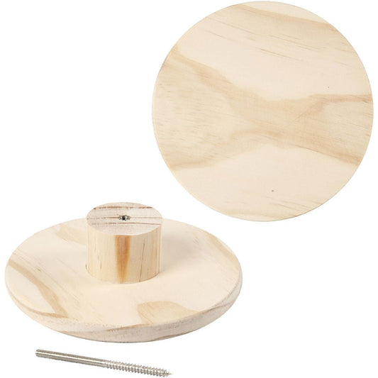 Pine Wood Round Shaped Hanger With Screw Home Furnishings Decoration Crafts D: 15 cm - Home - Crafts