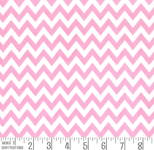 Pink Chevron Polycotton Children Fabric Choose Size - Home - Crafts