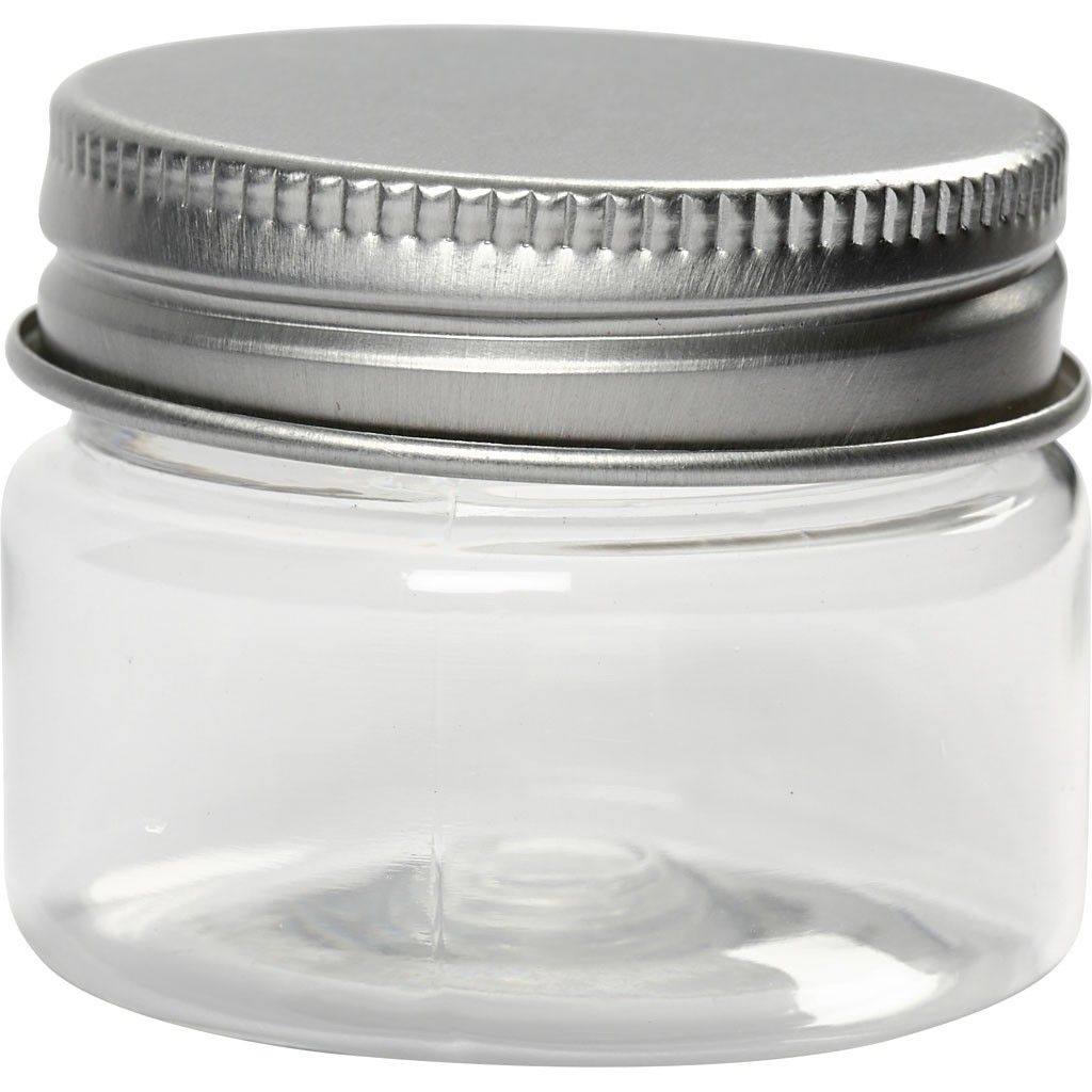 Plastic Jar with Screw - on Lid, H: 35mm, D: 45mm, 10 pcs, 35ml - Home - Crafts