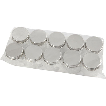 Plastic Jar with Screw - on Lid, H: 45mm, D: 44mm, 10 pcs, 50ml - Home - Crafts